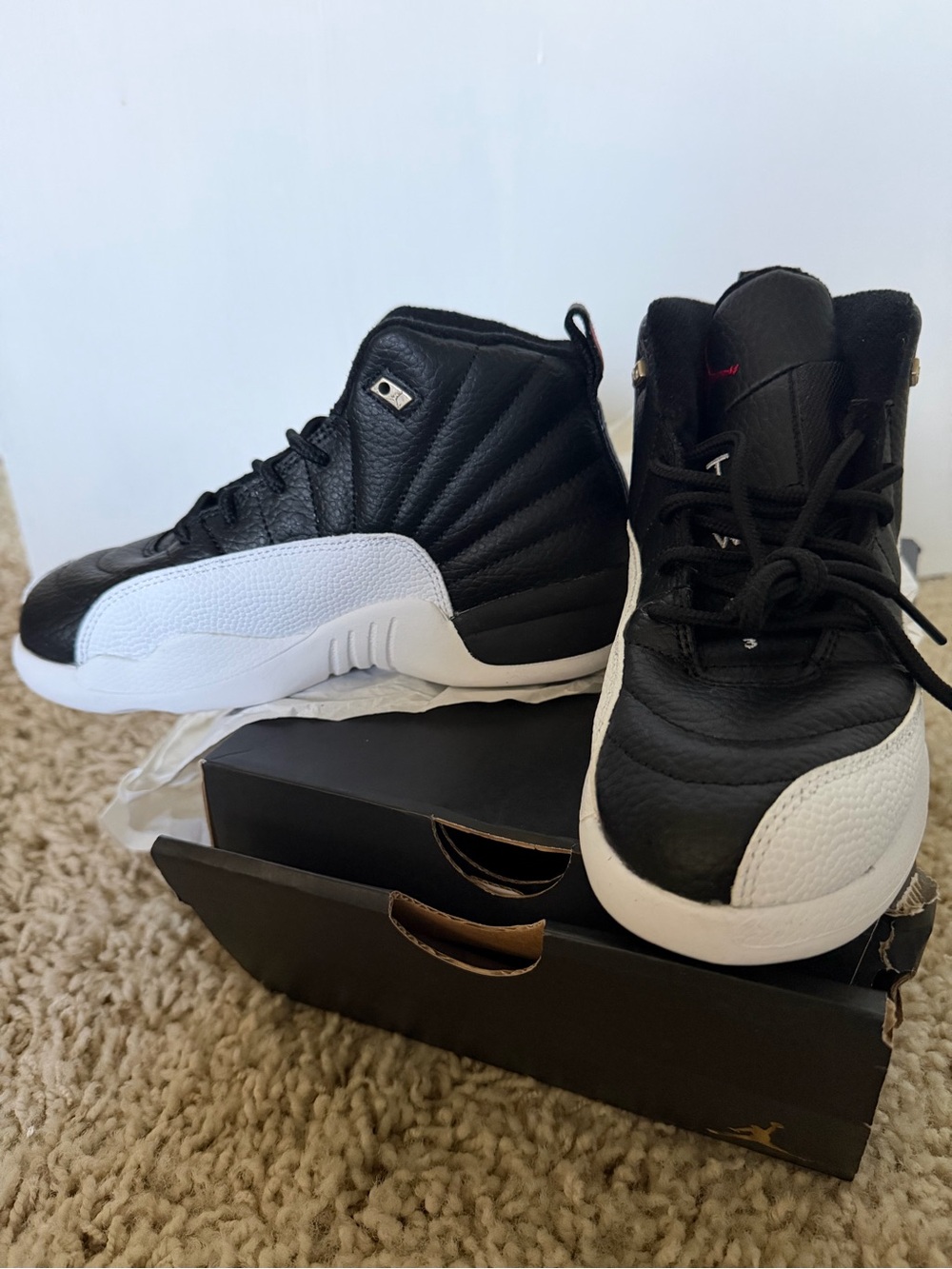 NEW Air Jordan 12 Retro Playoffs PS Black Red Size 1Y 2022 w/ Box